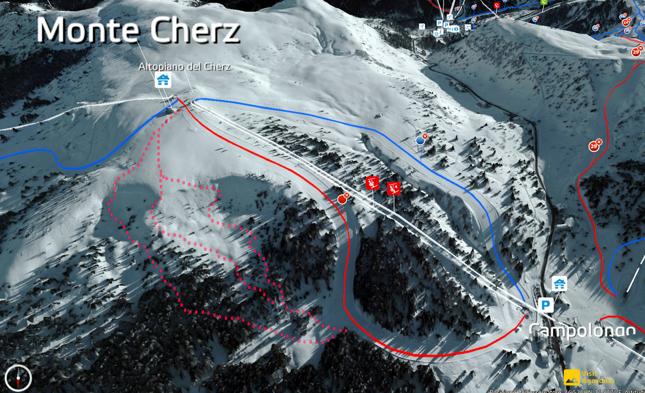 Traccia 3d del fuoripista del Monte Cherz