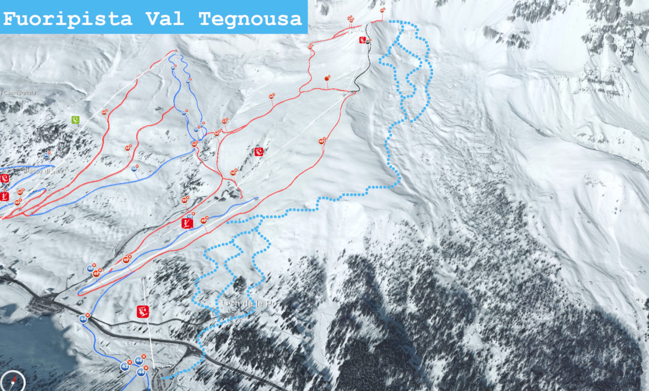Cartina del freeride di Cima Uomo - Val Tegnousa