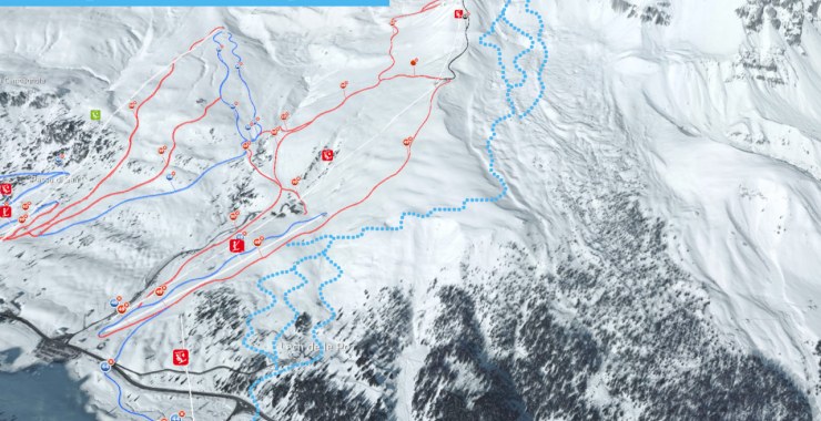 Cartina del freeride di Cima Uomo - Val Tegnousa